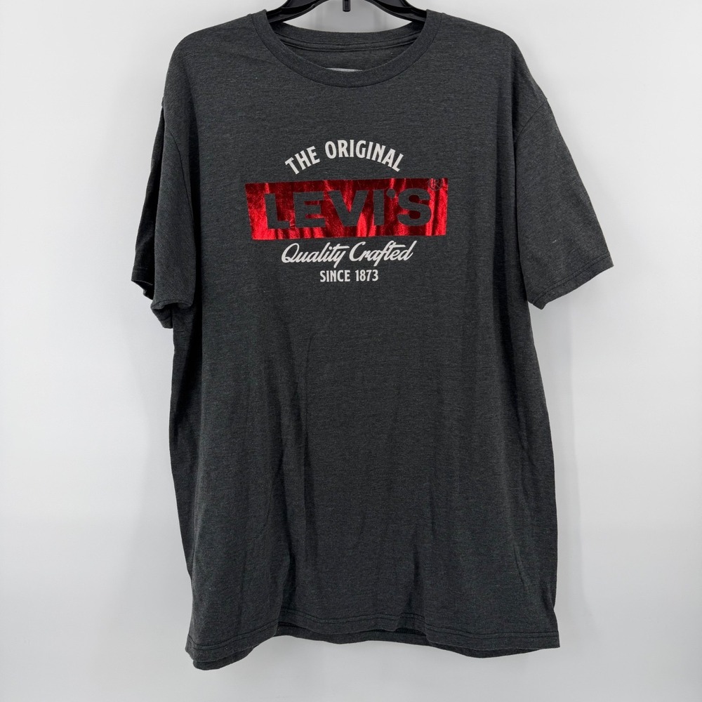 Levi's Men's Graphic Red Foil Logo T-Shirt - Size XL - Gray - Classic Americana